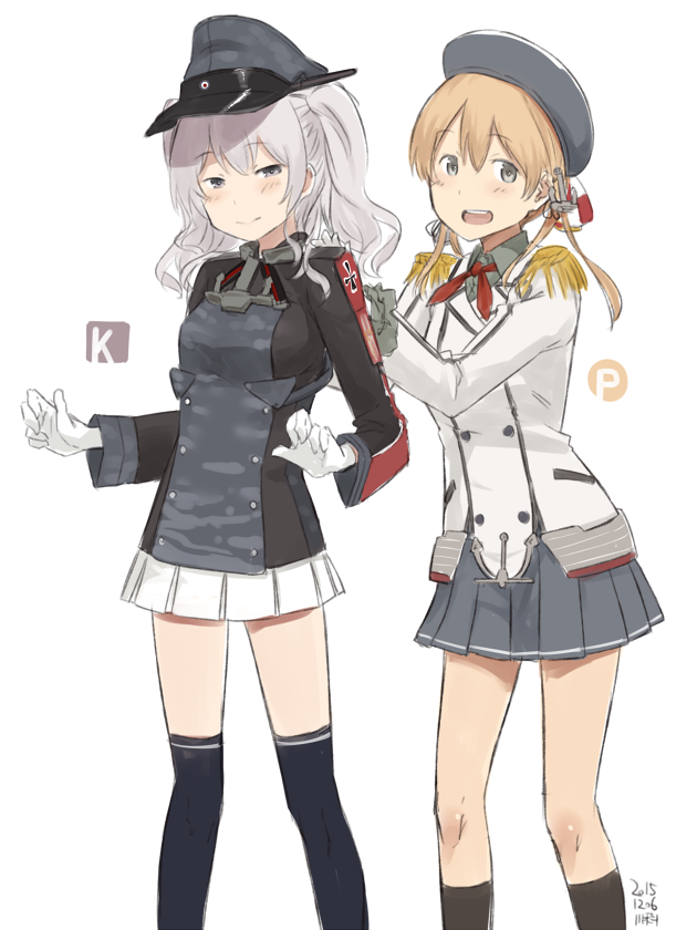 kashima and prinz eugen (kantai collection) drawn by kawashina_(momen_silicon)
