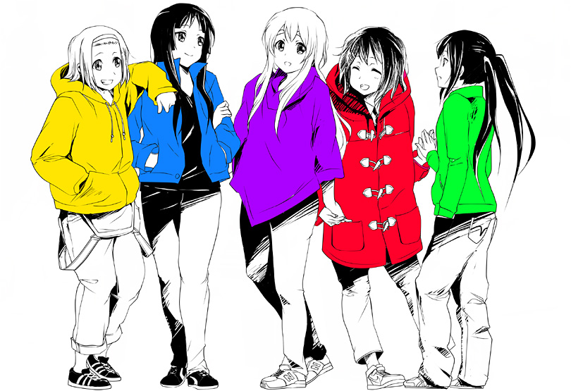 akiyama mio, nakano azusa, hirasawa yui, tainaka ritsu, and kotobuki tsumugi (k-on!) drawn by 71_(nanaichi_drafting)