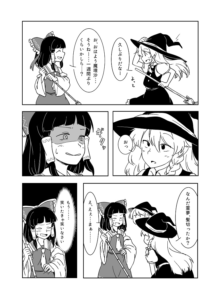 hakurei reimu and kirisame marisa (touhou) drawn by fujinoki_(horonabe-ken)