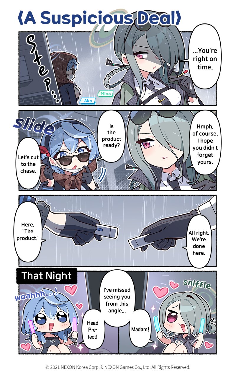 kisaki, ako, and mina (blue archive) drawn by donmin_h