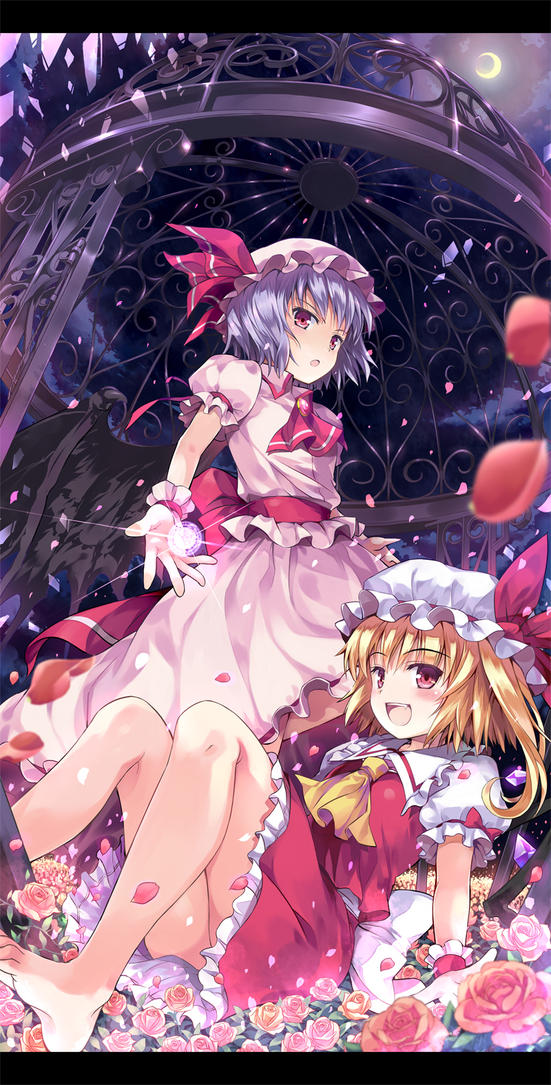 remilia scarlet and flandre scarlet (touhou) drawn by hinooka_shuuji