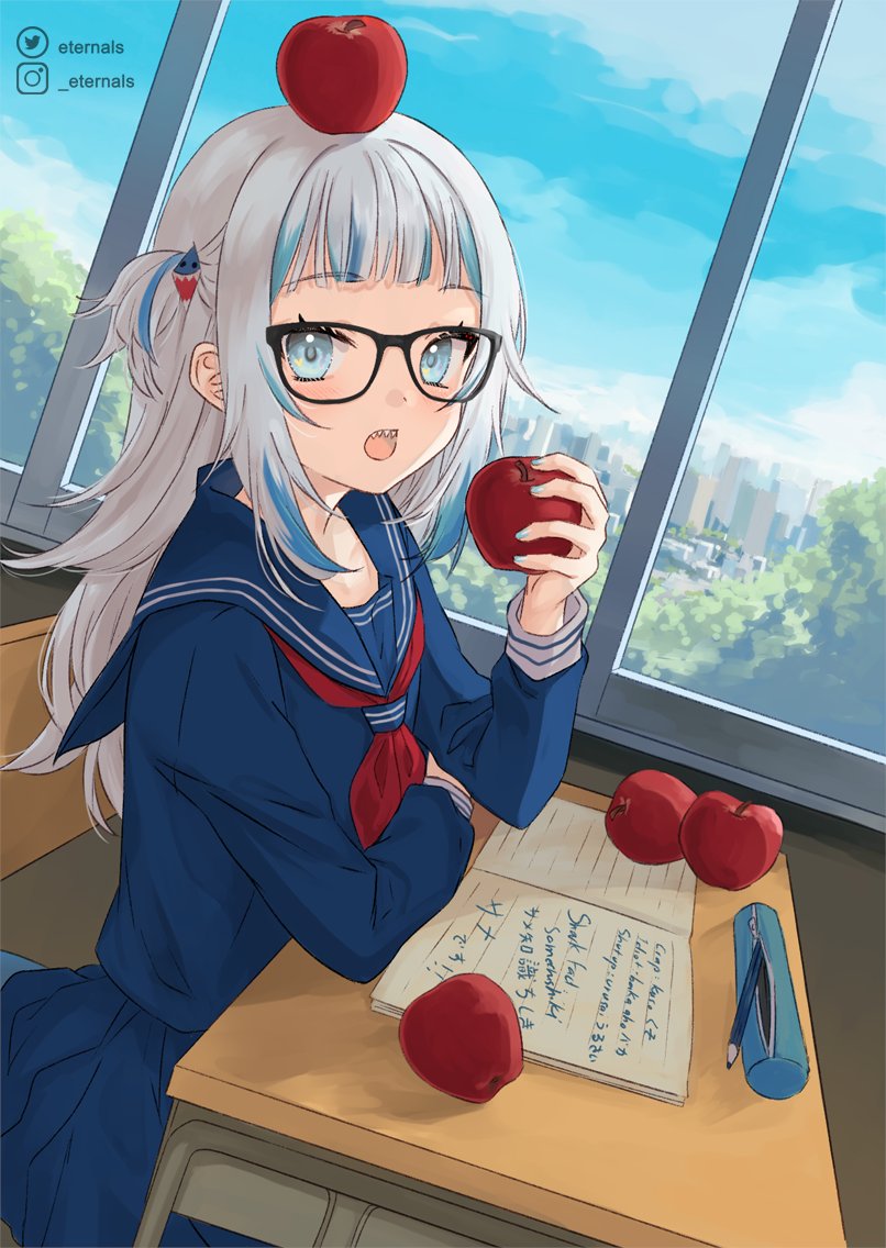 gawr gura (hololive and 1 more) drawn by ten-chan_(eternal_s)