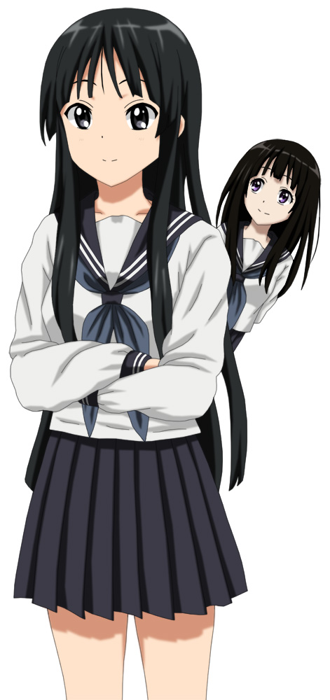 akiyama mio and chitanda eru (k-on! and 2 more) drawn by cp9a