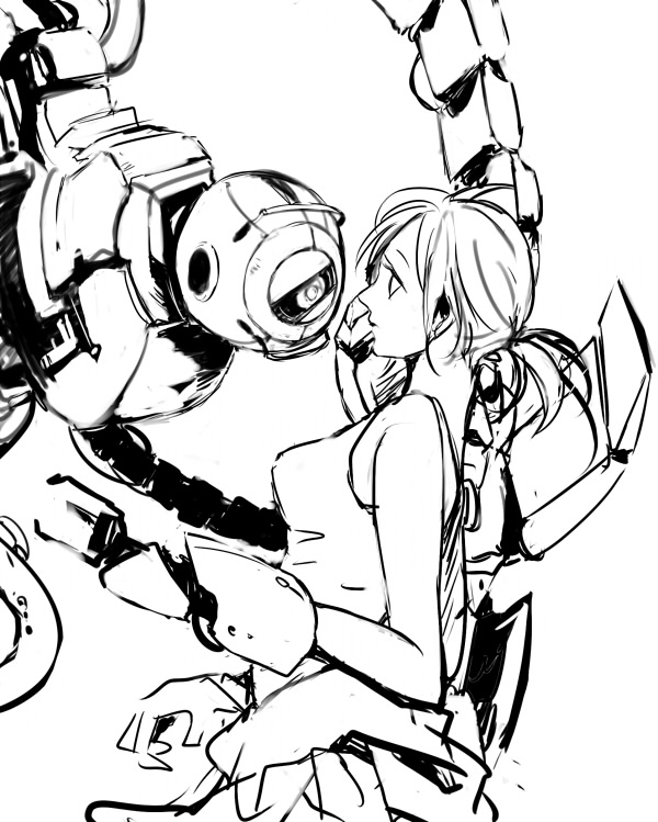 chell and wheatley (portal and 2 more) drawn by kmitty