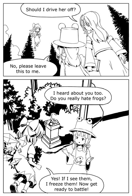 kochiya sanae, cirno, and moriya suwako (touhou) drawn by sixten