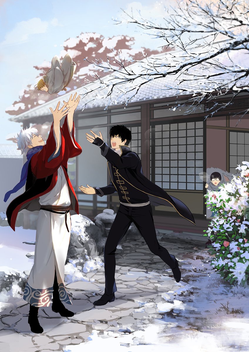 sakata gintoki, hijikata toushirou, shimura shinpachi, and sadaharu (gintama) drawn by loli_bushi