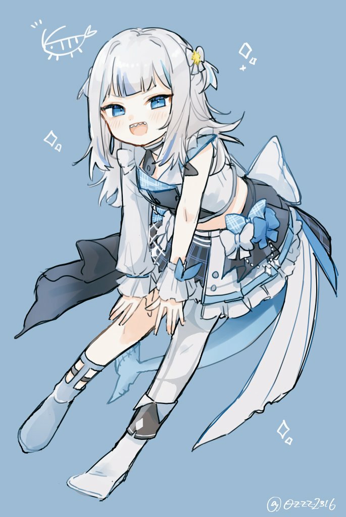 gawr gura (hololive and 1 more) drawn by ozu_(user_sjjz4357)