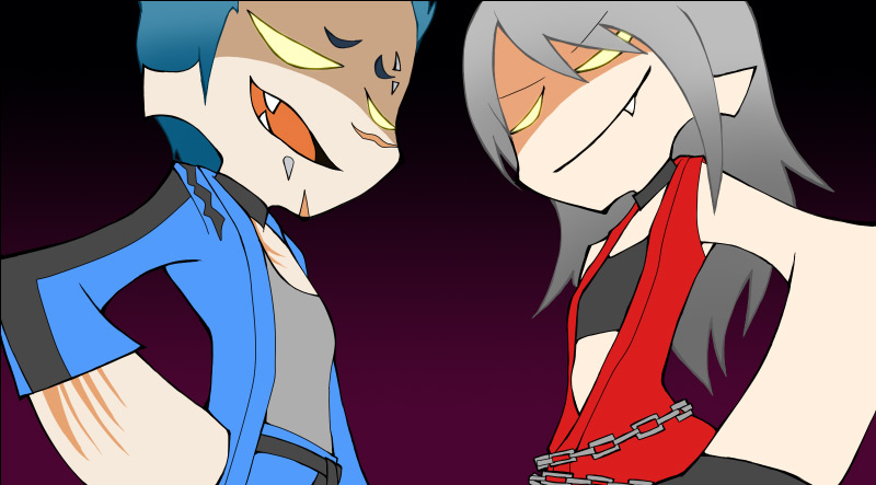 hinogami goh and jean kujo (panty & stocking with garterbelt and 2 more) drawn by soudou_utsumi
