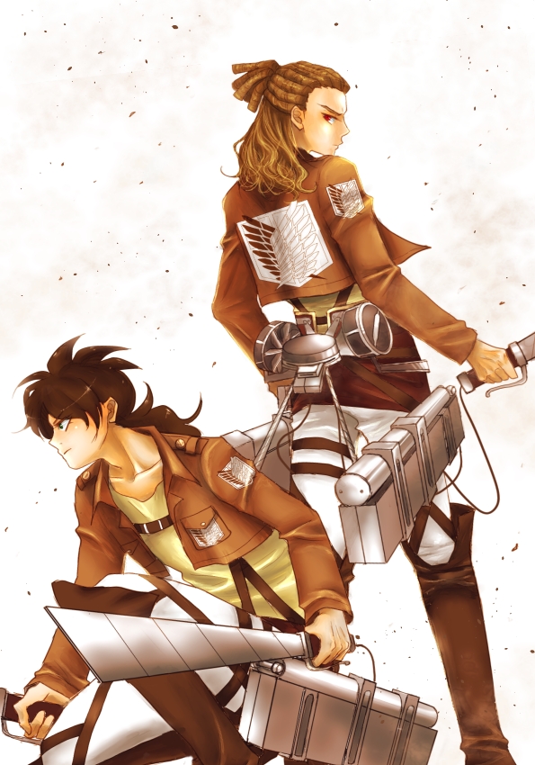 kidou yuuto and fudou akio (shingeki no kyojin and 2 more) drawn by motakkom
