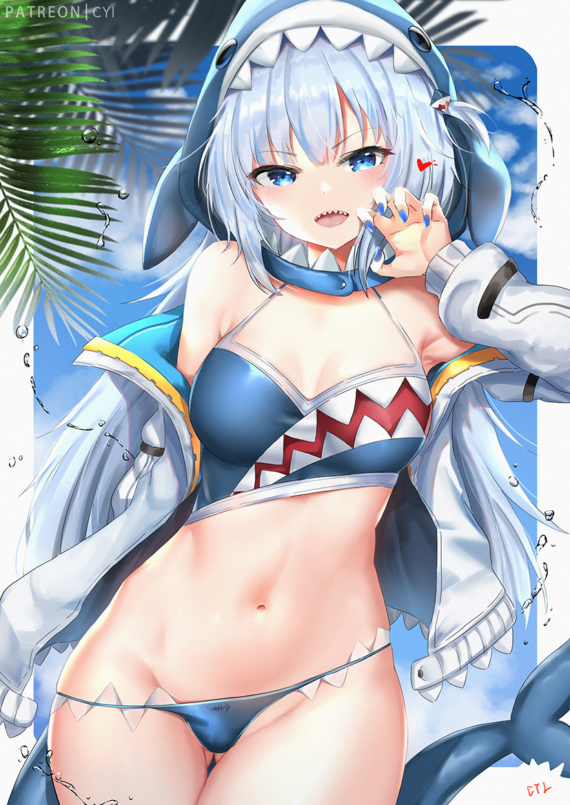 gawr gura (hololive and 1 more) drawn by cyicheng