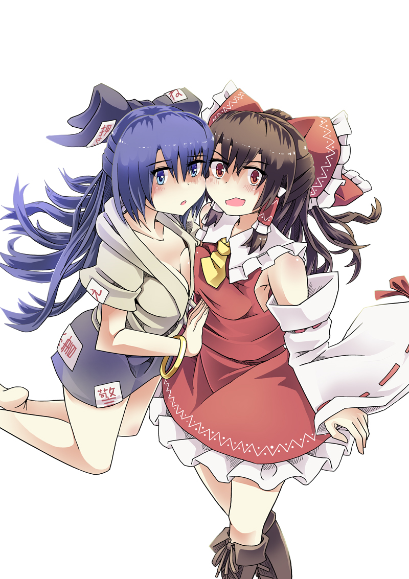 hakurei reimu and yorigami shion (touhou) drawn by houshiruri
