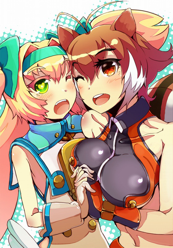 makoto nanaya and platinum the trinity (blazblue) drawn by muruaka