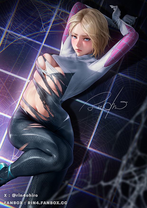 spider-gwen and gwen stacy (marvel and 1 more) drawn by oohiro_rin
