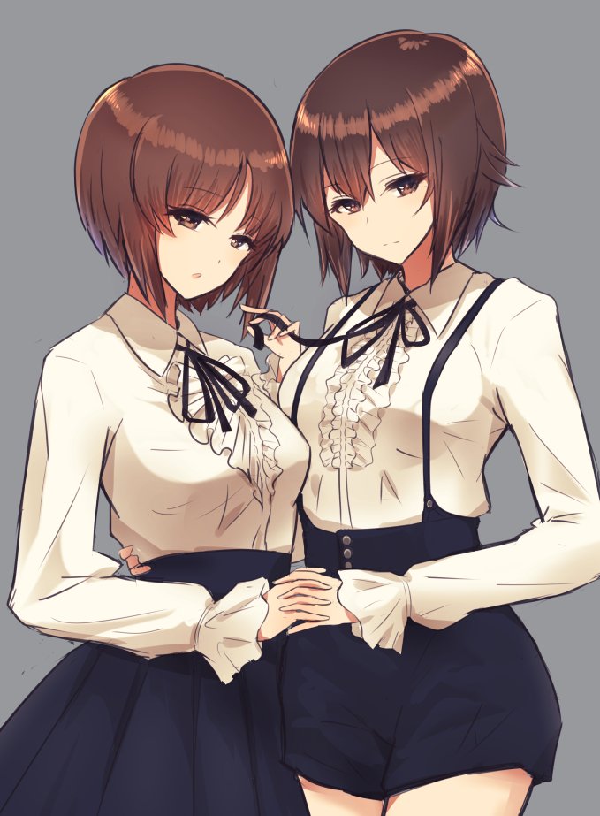 nishizumi miho and nishizumi maho (girls und panzer) drawn by 14sai_bishoujo_(shoutarou)