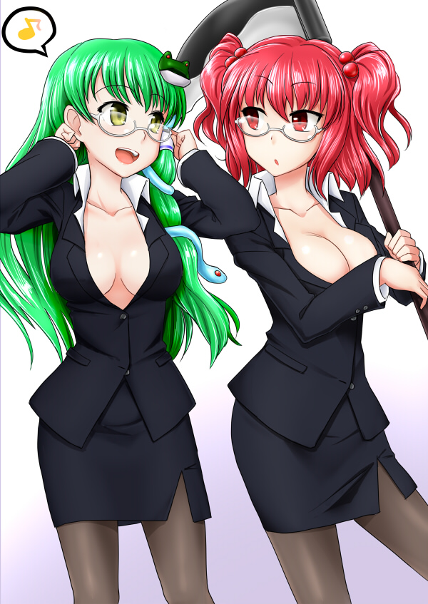 kochiya sanae and onozuka komachi (touhou) drawn by urokozuki