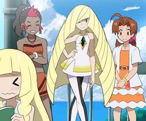 lillie, lusamine, delia ketchum, and sima (pokemon and 1 more) drawn by pokemoa