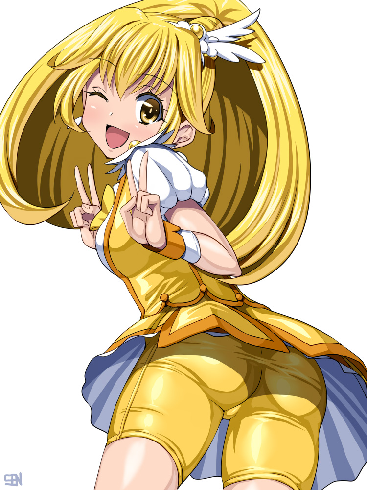 kise yayoi and cure peace (precure and 1 more) drawn by sen_(sansui)