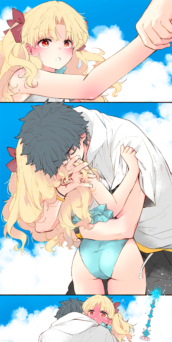fujimaru ritsuka, ereshkigal, and space ereshkigal (fate and 1 more) drawn by azumi_(myameco)