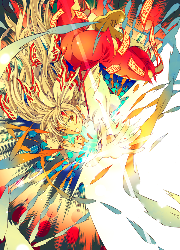 fujiwara no mokou (touhou) drawn by ichizen_(o_tori)