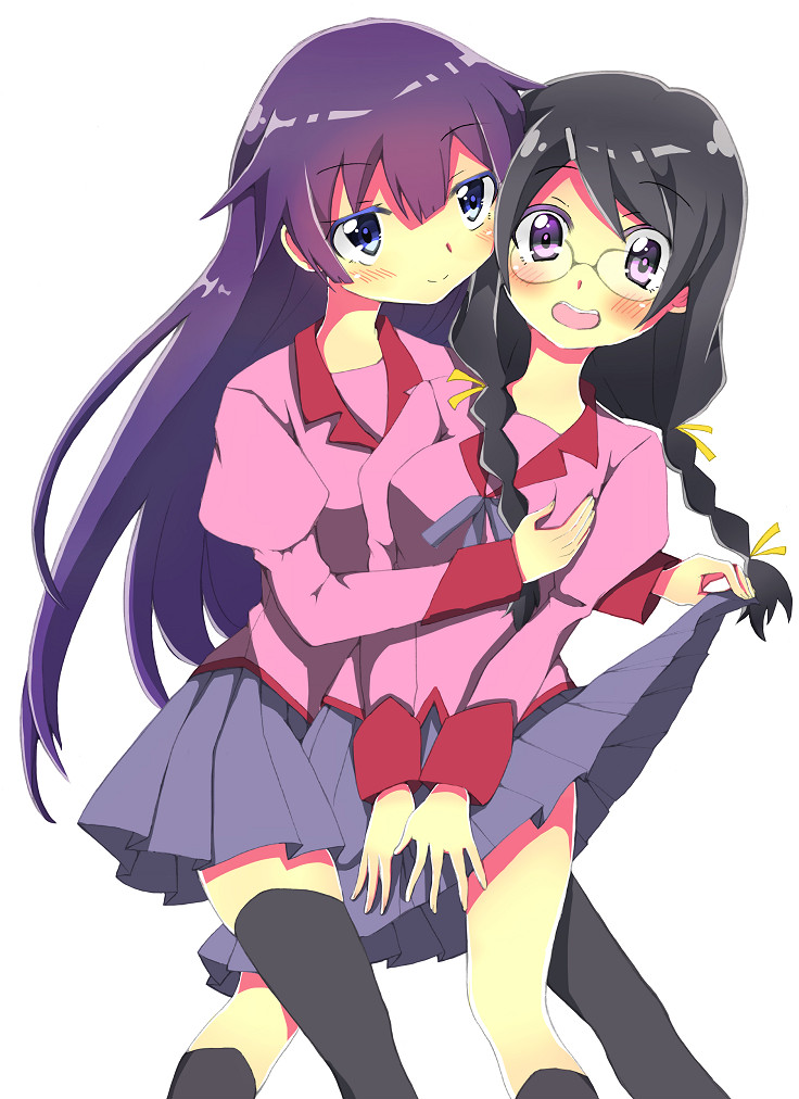 senjougahara hitagi and hanekawa tsubasa (monogatari) drawn by mol13