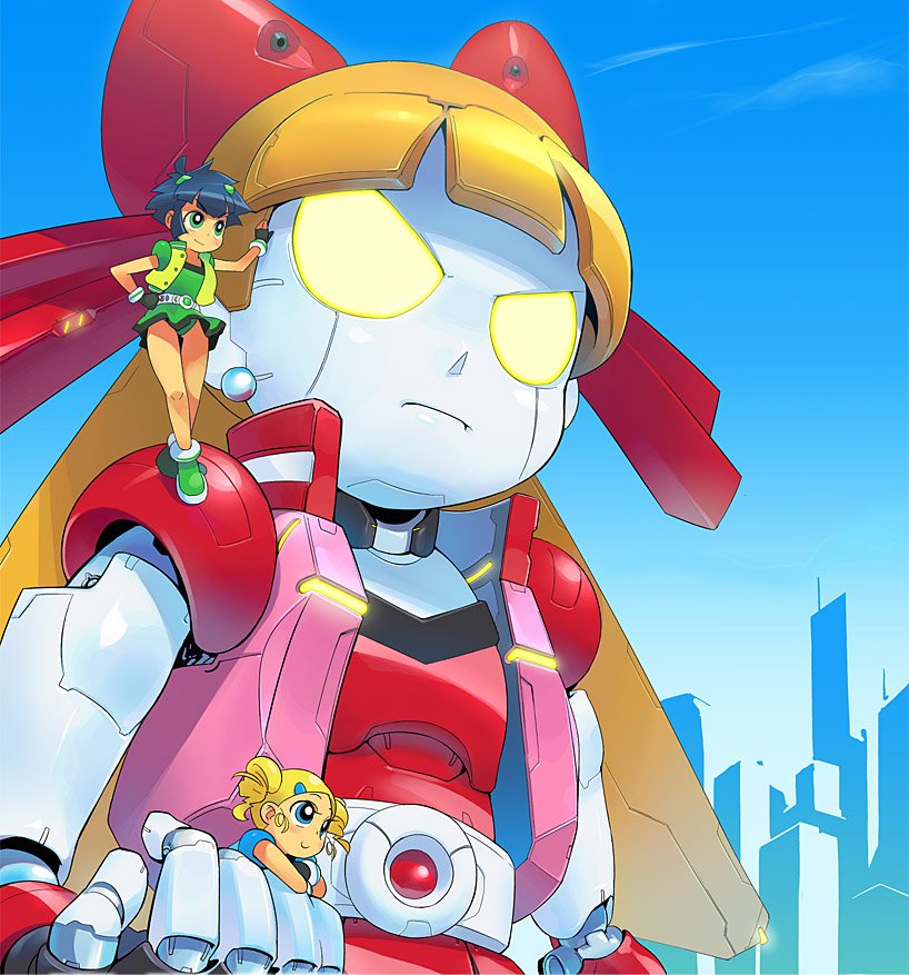 matsubara kaoru, goutokuji miyako, hyper blossom, powered buttercup, rolling bubbles, and 1 more (powerpuff girls and 1 more) drawn by minawa