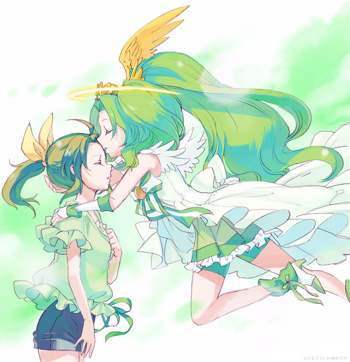 midorikawa nao and cure march (precure and 1 more) drawn by cherico