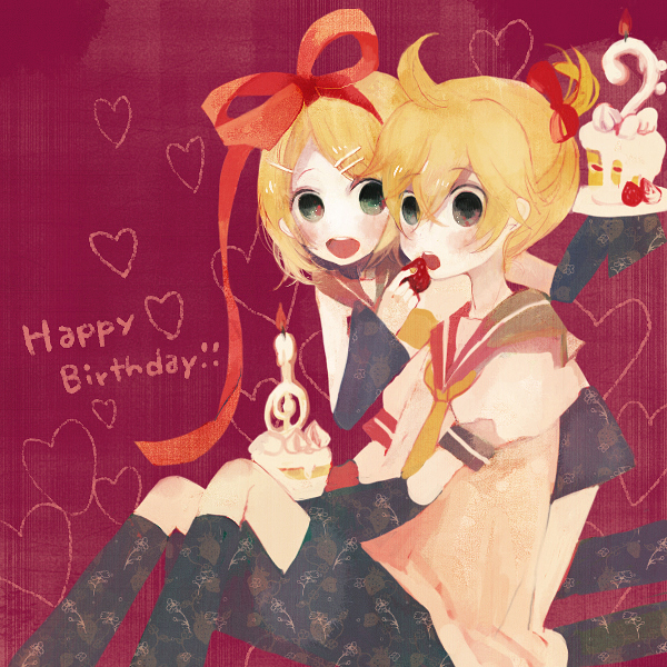 kagamine rin and kagamine len (vocaloid) drawn by pechika