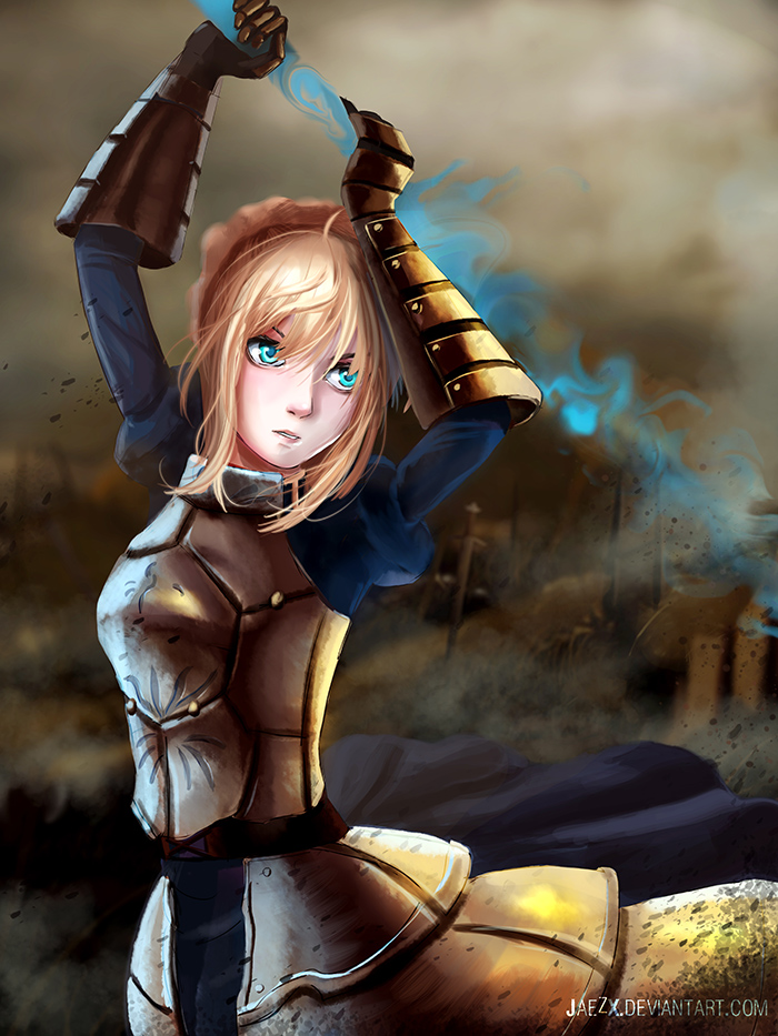 artoria pendragon and saber (fate and 1 more) drawn by jaezx