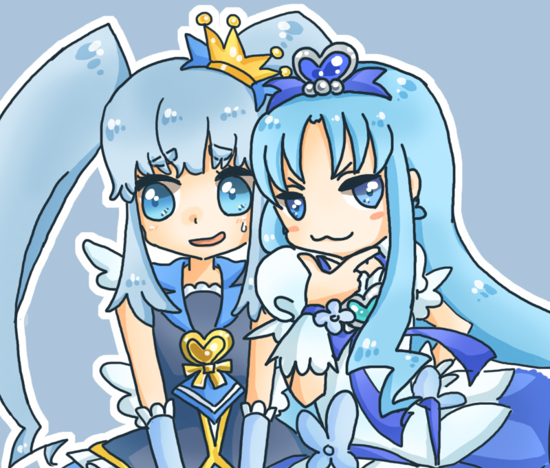 kurumi erika, cure marine, shirayuki hime, and cure princess (precure and 2 more) drawn by nekocherry