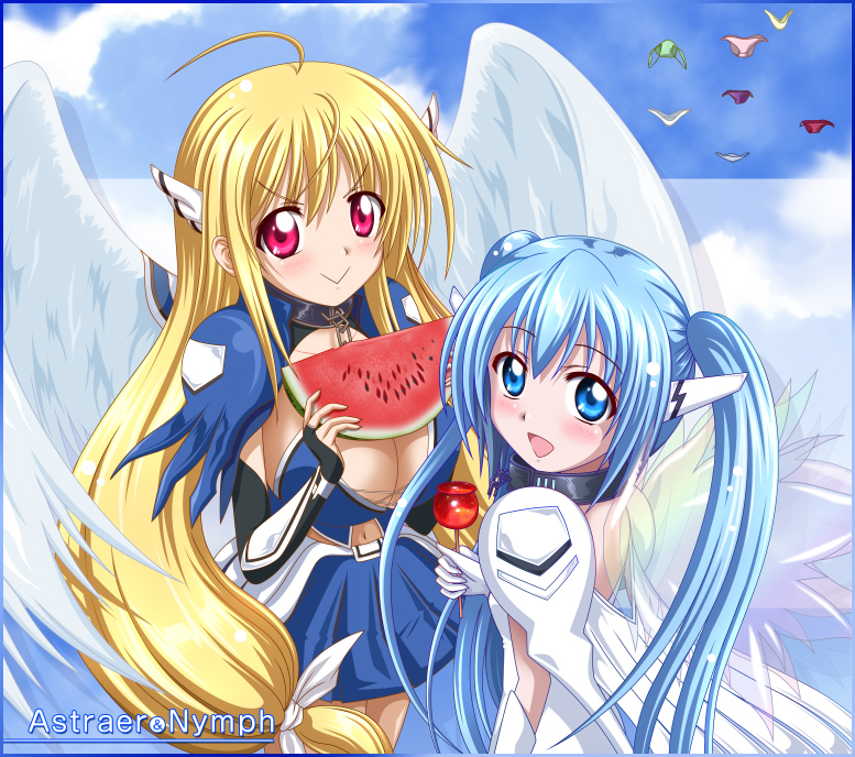 nymph and astraea (sora no otoshimono) drawn by takurou_(bpm191)