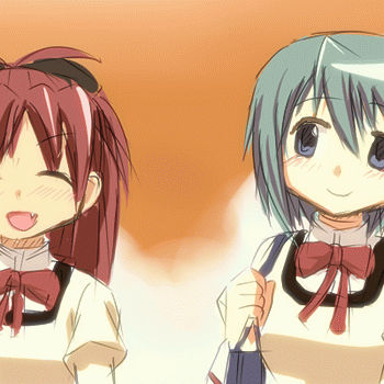 miki sayaka and sakura kyoko (mahou shoujo madoka magica) drawn by hangaku