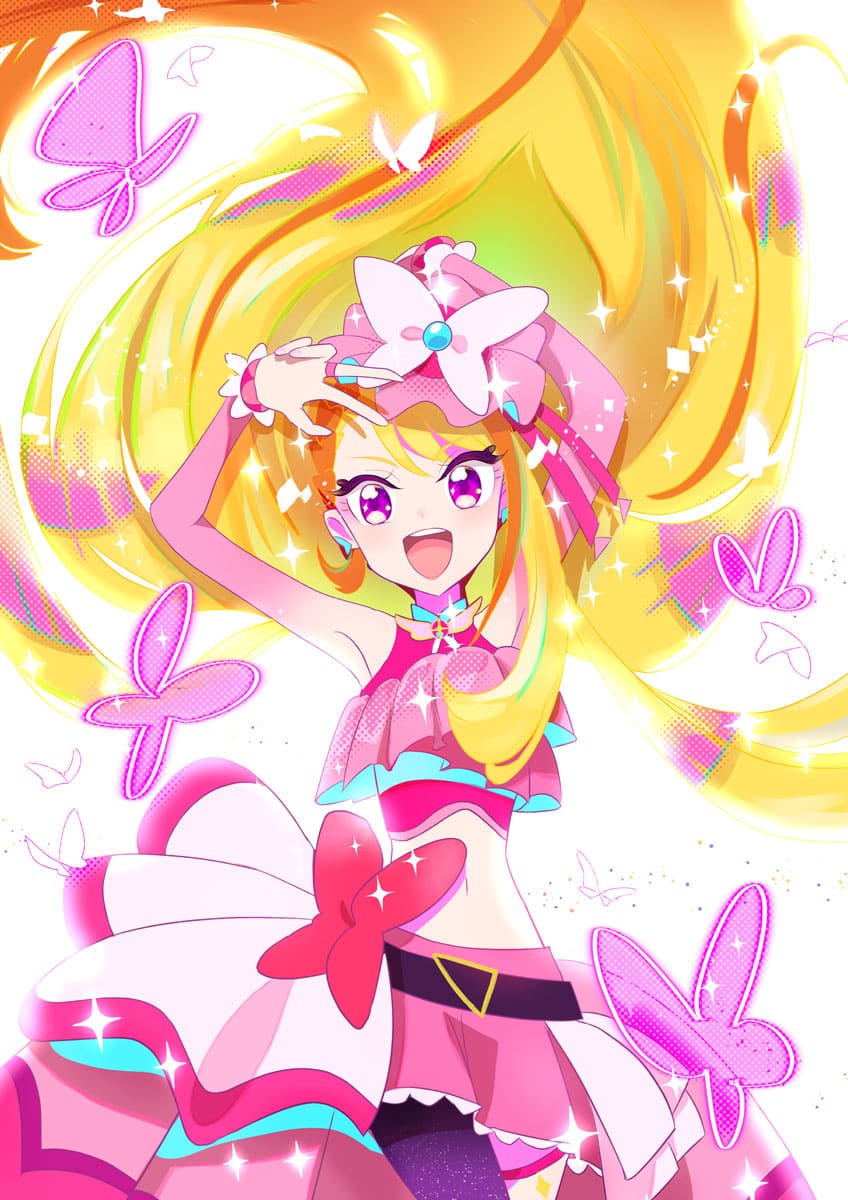 hijiri ageha and cure butterfly (precure and 1 more) drawn by emine_mutsu