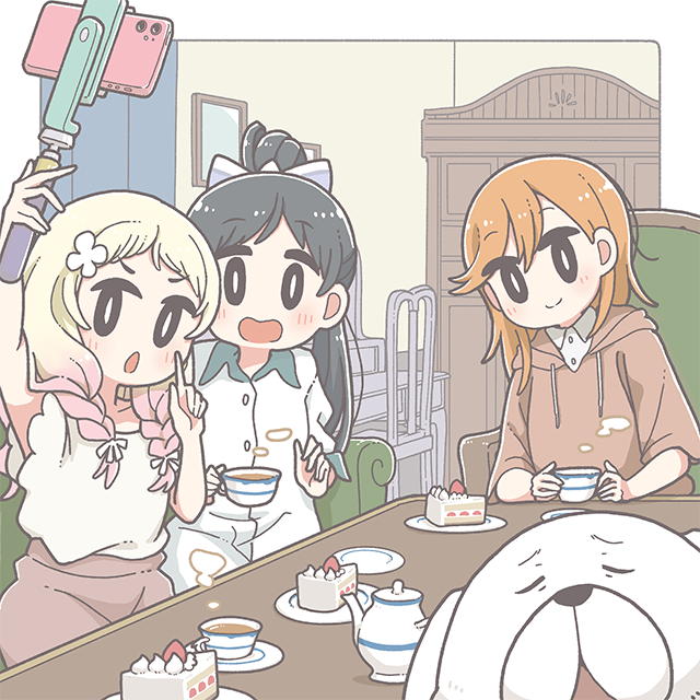 shibuya kanon, hazuki ren, onitsuka natsumi, and chibi (love live! and 1 more) drawn by east_sha2