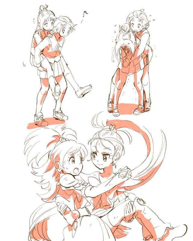 hyuuga saki, mishou mai, cure bloom, and cure egret (precure and 1 more) drawn by azuma_yukihiko