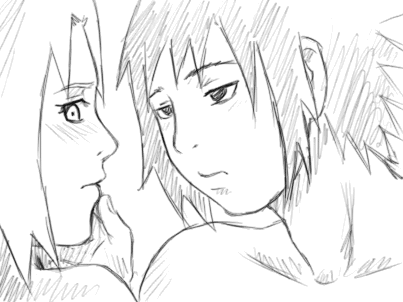 haruno sakura and uchiha sasuke (naruto and 1 more) drawn by anna_kokoro_(anko)