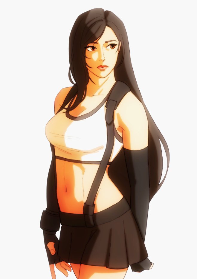 tifa lockhart (final fantasy and 2 more) drawn by myrthena