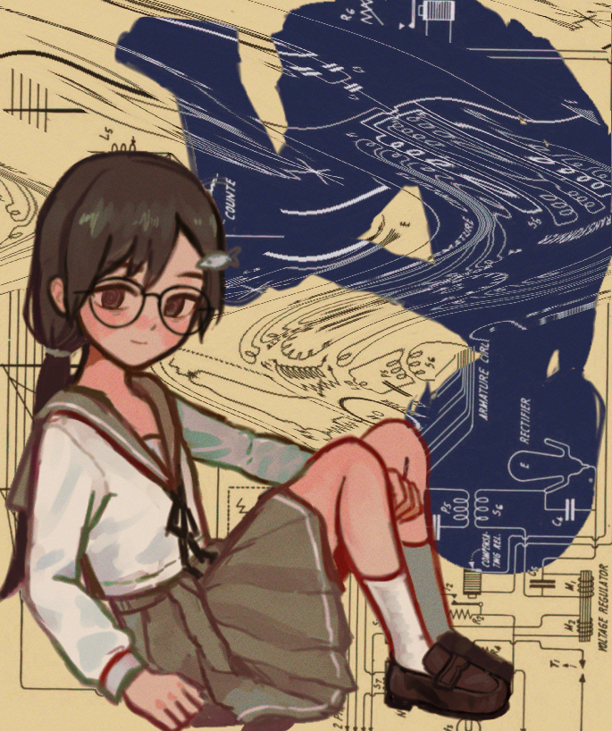 tsukishima shijima's sister (shimeji simulation) drawn by io_(onisarashi)