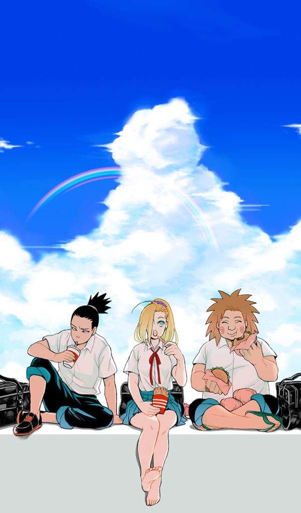 yamanaka ino, nara shikamaru, and akimichi chouji (naruto and 1 more) drawn by aono_blue