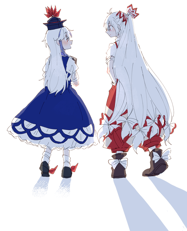 fujiwara no mokou and kamishirasawa keine (touhou) drawn by itomugi-kun