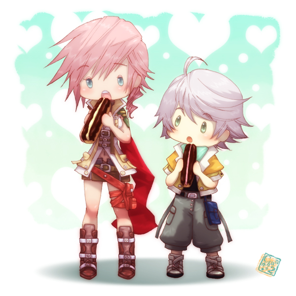 lightning farron and hope estheim (final fantasy and 1 more) drawn by chun2_(naganaga-akuma)