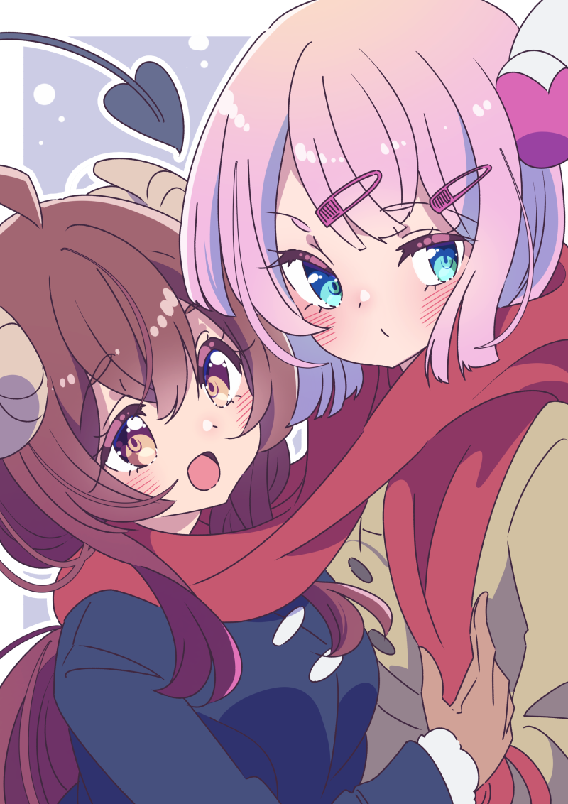 yoshida yuuko and chiyoda momo (machikado mazoku) drawn by honkawa_works