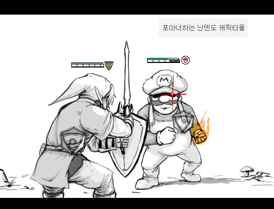 link and mario (the legend of zelda and 2 more) drawn by formicid