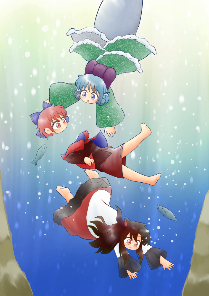 imaizumi kagerou, sekibanki, and wakasagihime (touhou) drawn by yukimuro