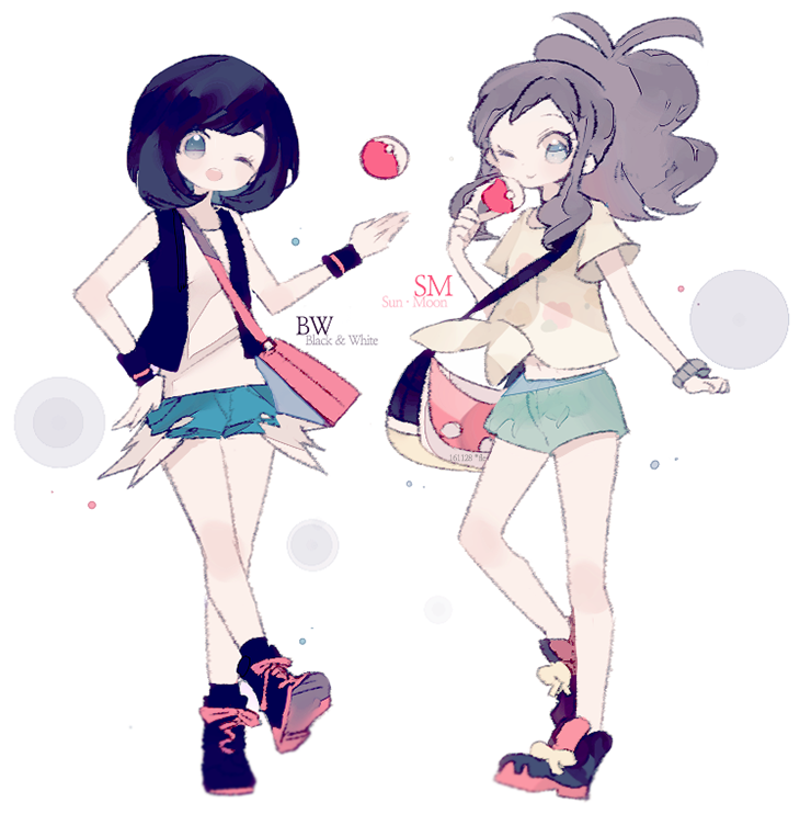 hilda and selene (pokemon and 2 more) drawn by pinpeuru