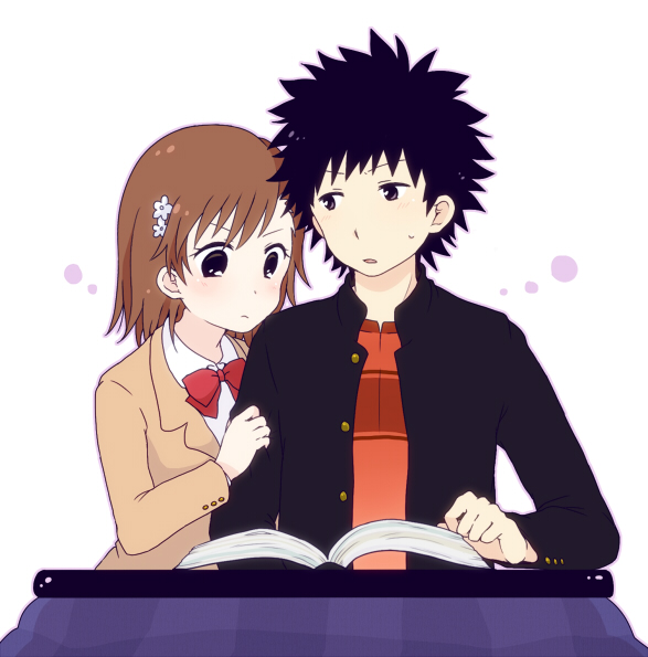 misaka mikoto and kamijou touma (toaru majutsu no index and 1 more) drawn by nae_(rno)