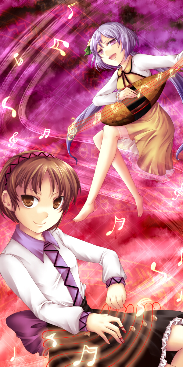 tsukumo benben and tsukumo yatsuhashi (touhou) drawn by kutsuki_kai