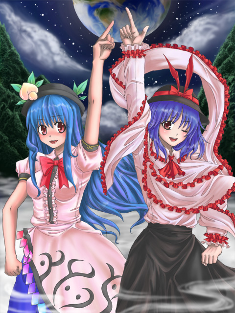 hinanawi tenshi and nagae iku (touhou and 1 more) drawn by yuu_(hi_lite)