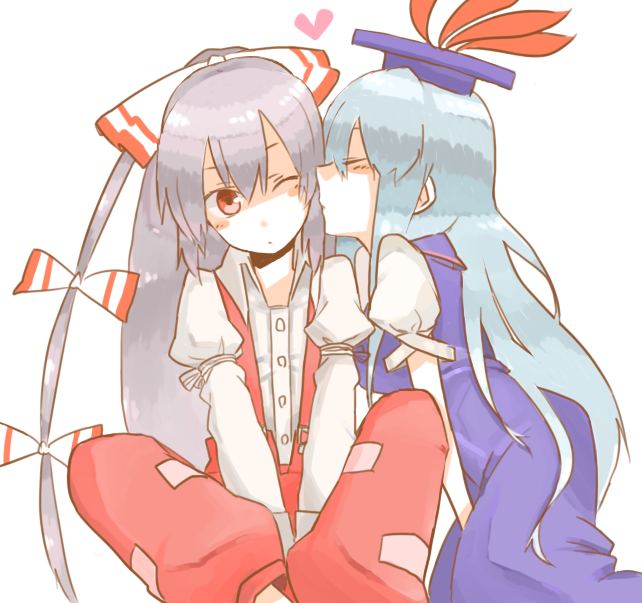 fujiwara no mokou and kamishirasawa keine (touhou) drawn by aharan