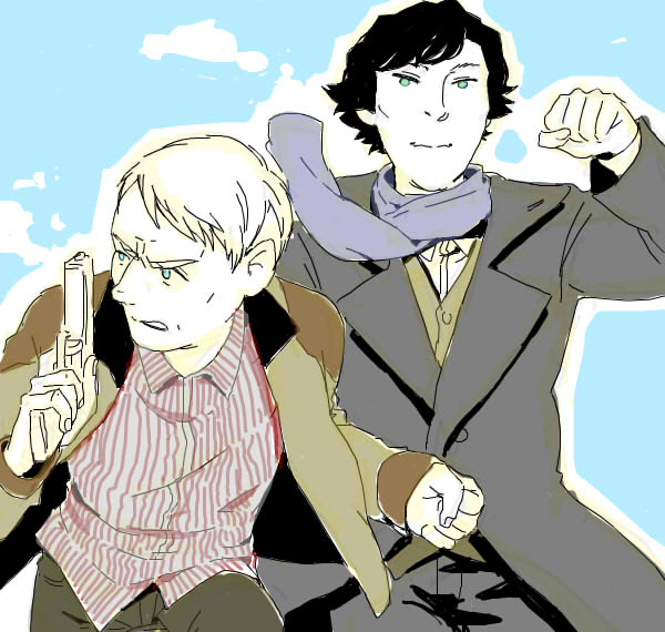 sherlock holmes and john hamish watson (the adventures of sherlock holmes and 1 more) drawn by a-ka