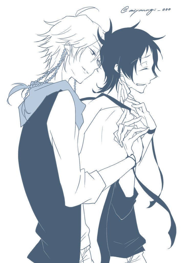 alicein mikuni and kamiya tsurugi (servamp) drawn by miyanagi_000